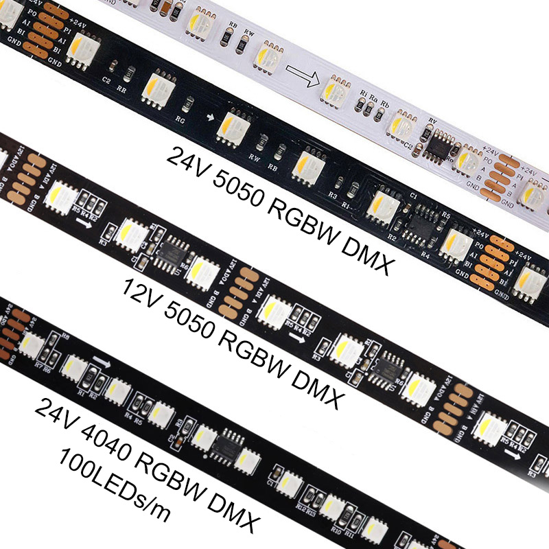 DMX512 Series DC24V RGBW Addressable LED Strips - 60LED/m Breakpoint Resume Color Chasing LED Lights